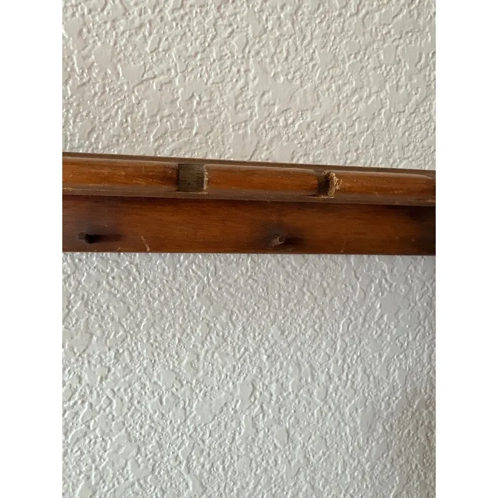Vintage Solid Wood Spoon Display Wall Shelf Rack Teacup Saucer Collector 23”
